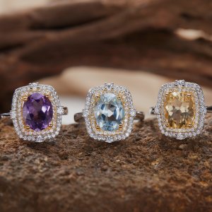 S925 Sterling Silver 18K Gold Natural Gemstone Sophisticated Ring for The Index Finger